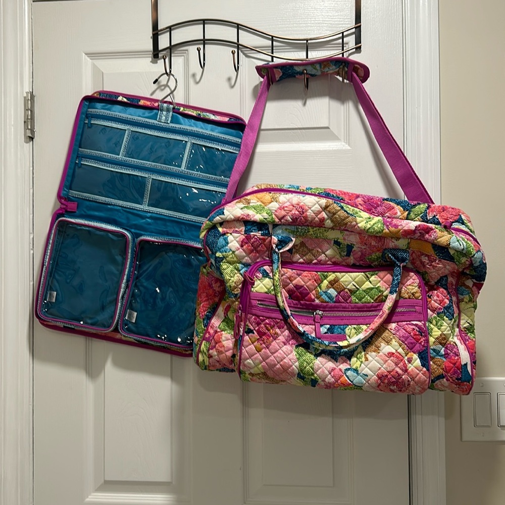 Vera Bradley overnight duffel and make up bag set